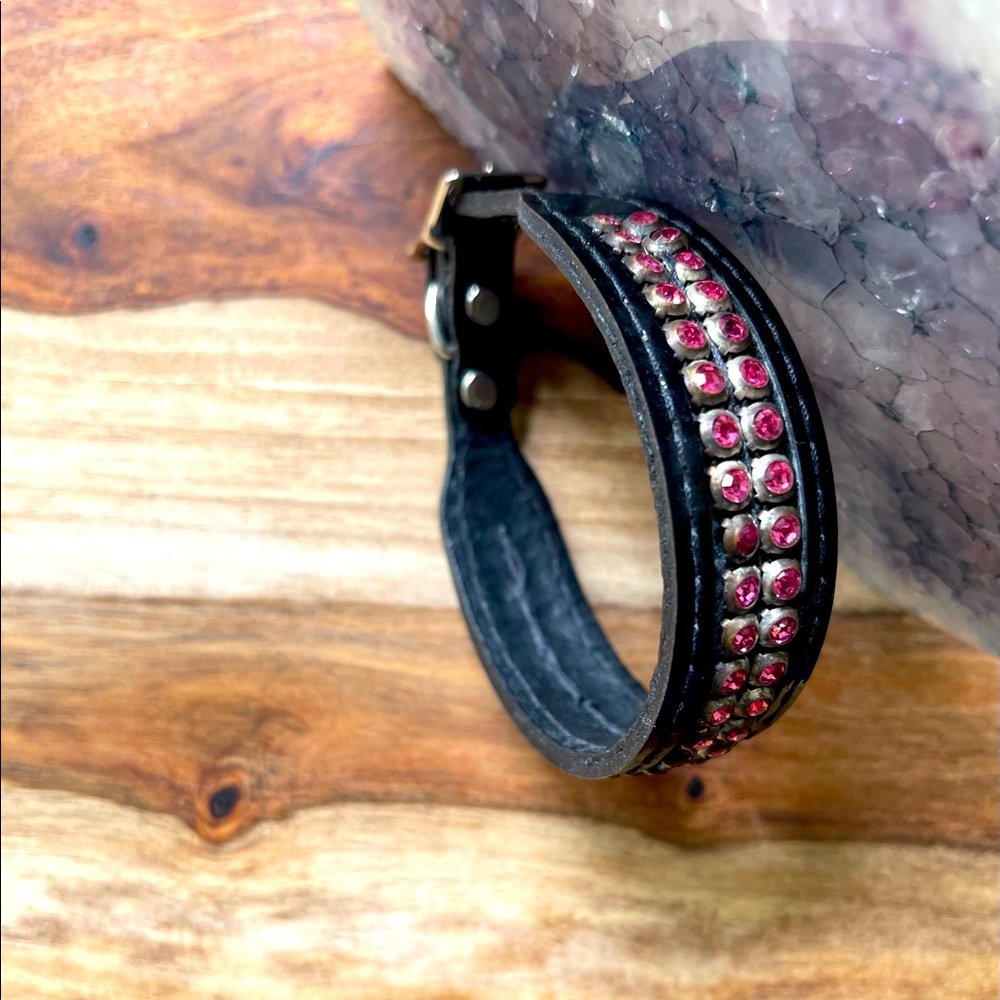 Pink Crystal Studded Dog/Cat Black Collar